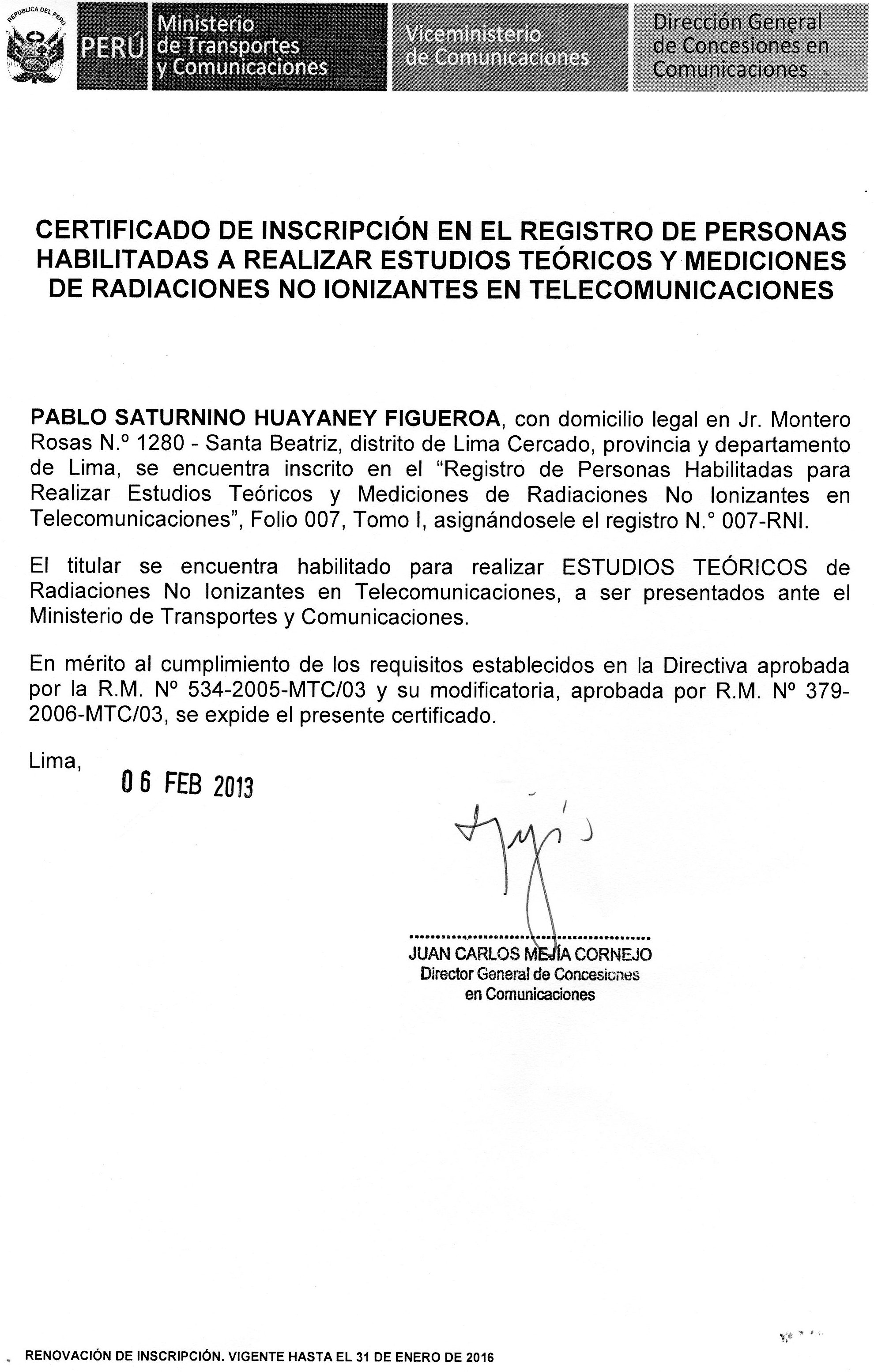 certificados RNI estudios teoricos 2013